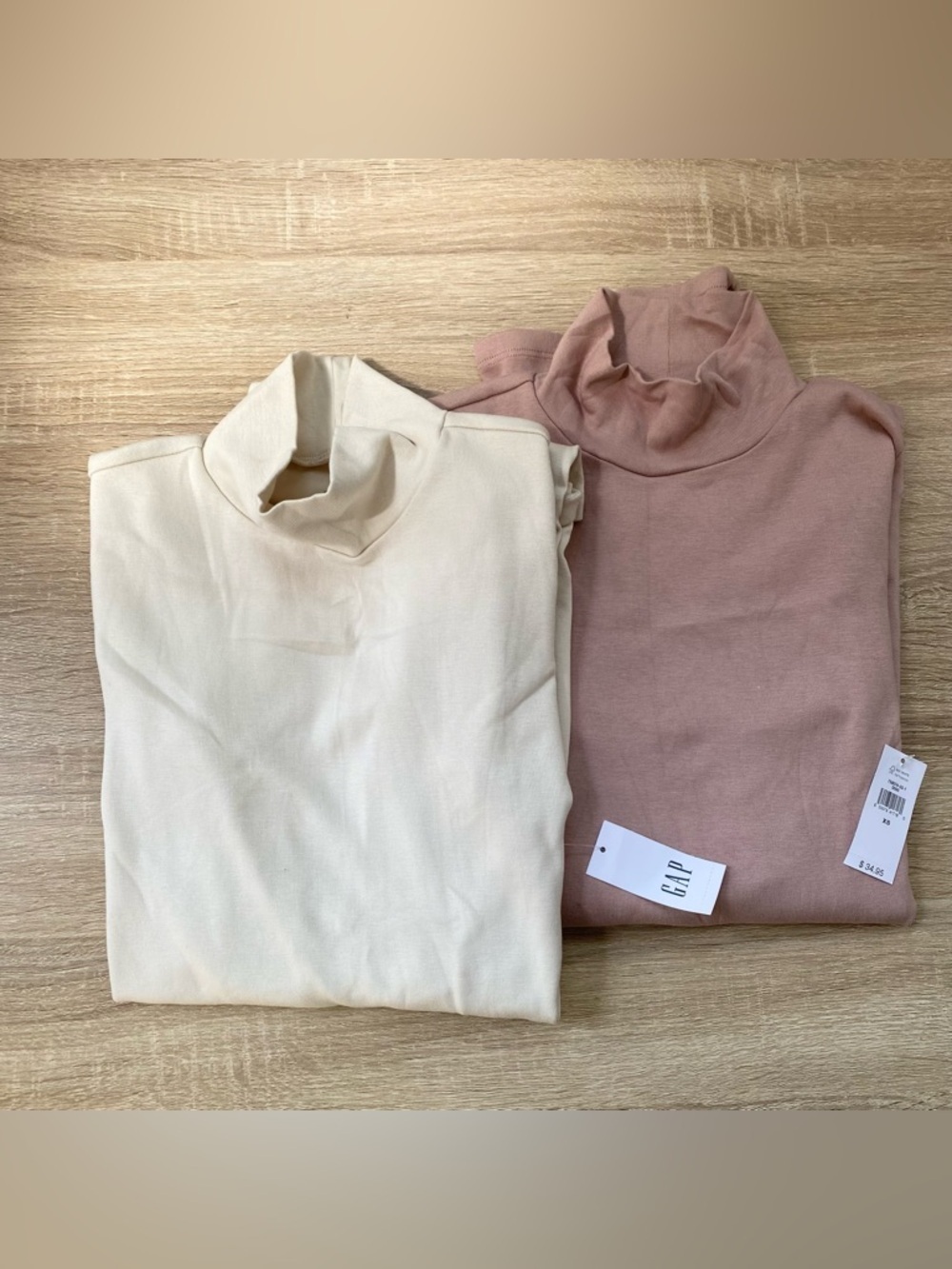 NWT GAP Modern Turtleneck Bundle of 2 Cream Pink XS